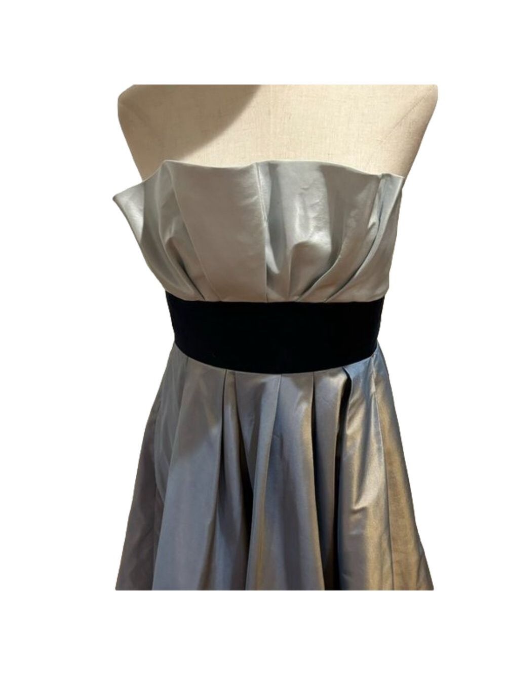 90s SILK VIVIENNE TAM STRAPLESS PLEATED BODICE TAFFETA DRESS FIT & FLARE SZ 6 - Picture 7 of 15
